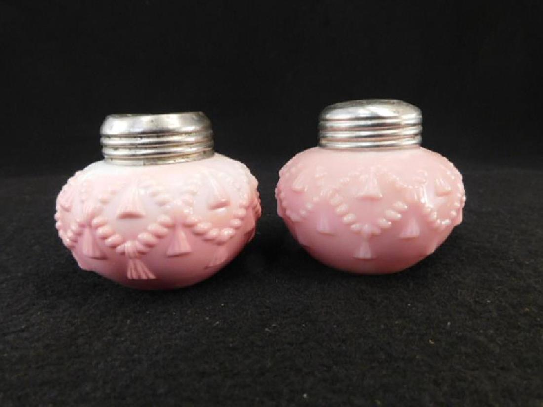 CORD & TASSELS PINK OPAQUE  SALT AND PEPPER SHAKER (1 of 3)