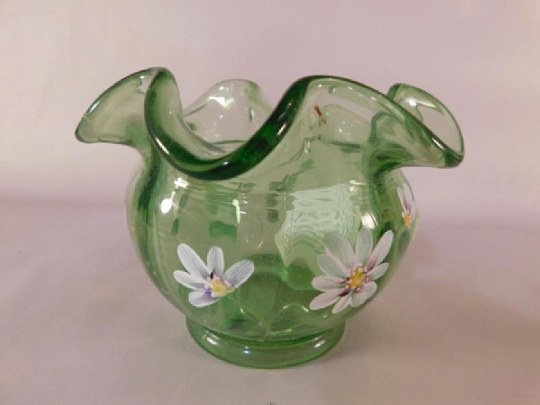 FENTON GLASS USA HAND PAINTED ROSE BOWL (1 of 3)
