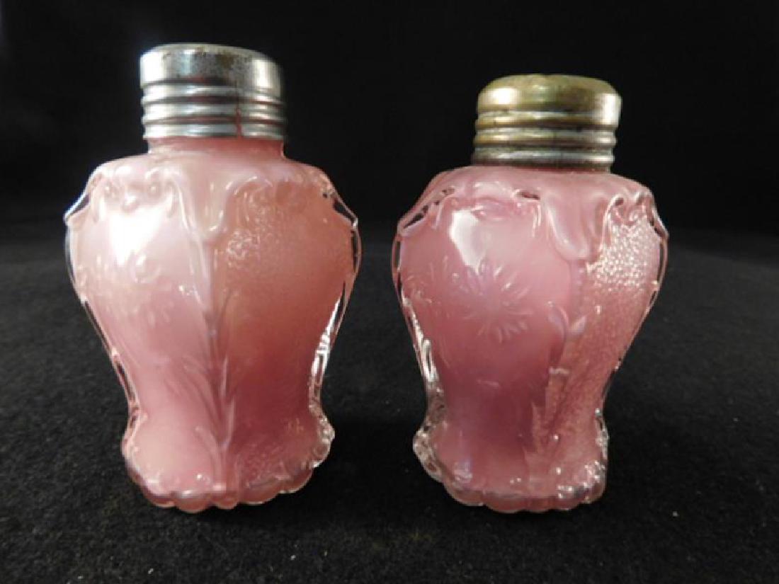 PINK OPAQUE CASED GLASS SALT PEPPER SHAKER GLASS (1 of 5)