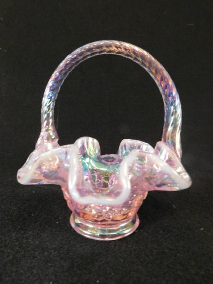 FENTON ART GLASS USA HANDPAINTED PURPLE BASKET (1 of 4)