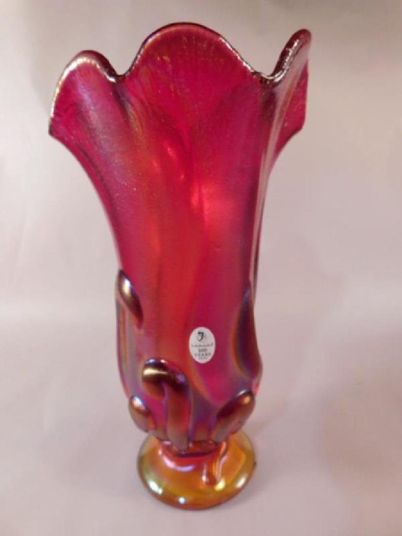 FENTON ART GLASS HANPAINTED RED VASE (1 of 3)