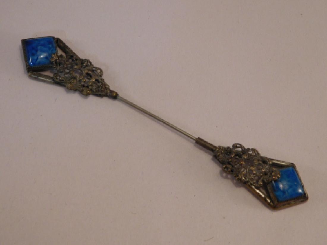 EXQUISITE BLUE HATPINS VICTORIAN  VINTAGE ANTIQUE (1 of 3)