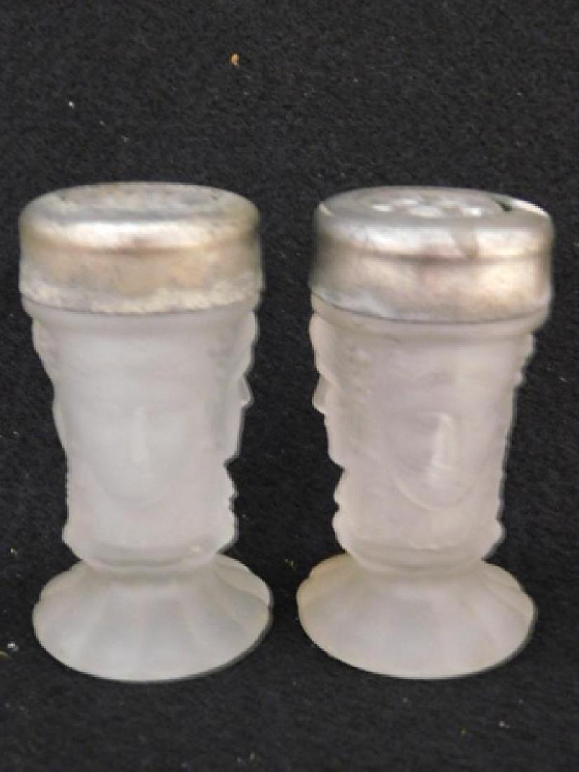 SATIN GLASS SALT PEPPER FACE VICTORIAN 1800'S: Thank you for attending HATMAN AUCTIONS! This auction features early and rare Victorian Glass, Vintage Sewing Notions, Fenton, Hummel, Rock as well as modern collectible glass in the later lots of thi