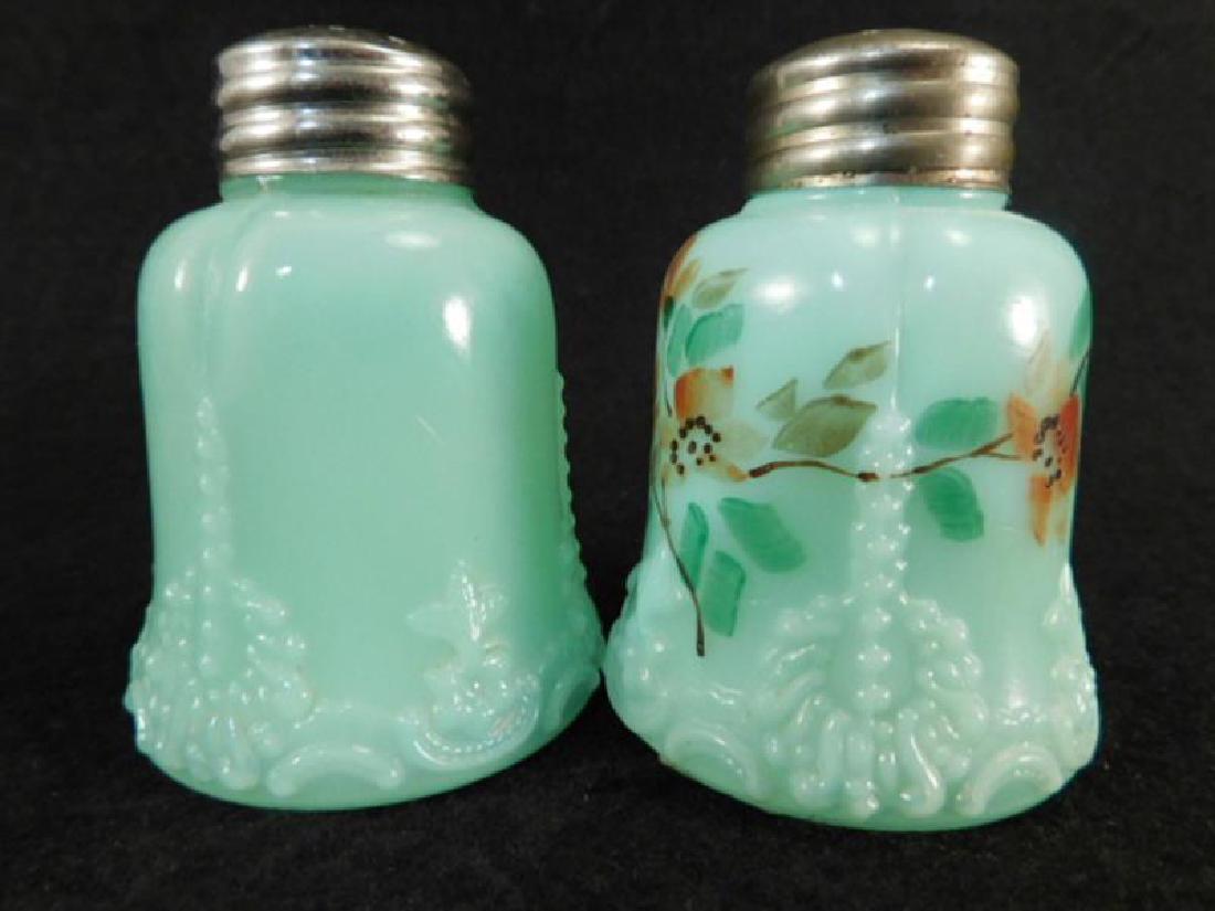 OPAQUE GREEN VICTORIA    SALT PEPPER  GLASS VICTORIAN (1 of 4)