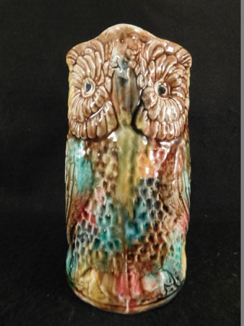MAJOLICA PITCHER VINTAGE ANTIQUE OWL (1 of 4)