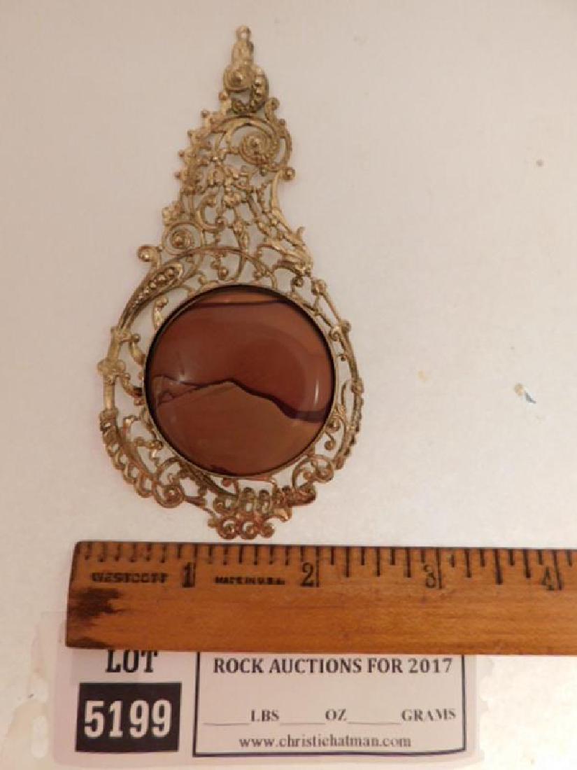 IMPERIAL JASPER CABOCHON PENDANT: Thank you for attending HATMAN AUCTIONS! This auction features early and rare Victorian Glass, Vintage Sewing Notions, Fenton, Hummel, Rock as well as modern collectible glass in the later lots of thi