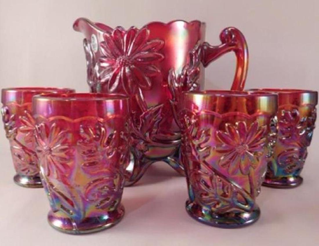 FENTON ART GLASS USA HANDPAINTED PITCHER AND GLASS SET: Thank you for attending HATMAN AUCTIONS! This auction features early and rare Victorian Glass, Vintage Sewing Notions, Fenton, Hummel, Rock as well as modern collectible glass in the later lots of thi