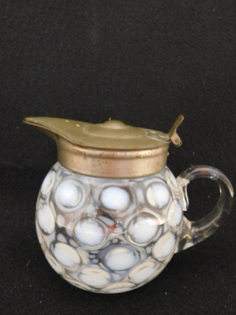 OPALESCENT COIN DOT BALL SHAPE SYRUP JUG PITCHER 1800'S (1 of 3)