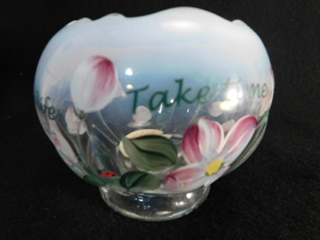 FENTON ART GLASS USA HANDPAINTED ROSE BOWL FRENCH OPAL (1 of 4)