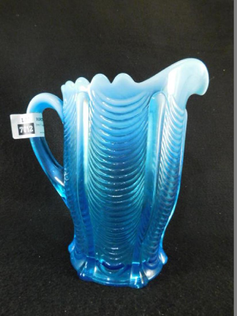 BLUE OPALESCENT DRAPE PITCHER EAPG 1800'S GLASS (1 of 3)