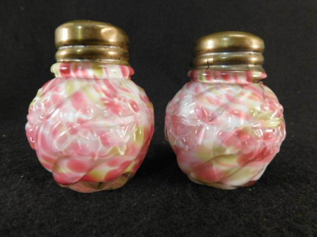 VICTORIAN CASED GLASS SALT AND PEPPER: Thank you for attending HATMAN AUCTIONS! This auctions consists of and ecclectic variety of fantastic quality 2100's Victorian Era Glass, antiques, Advertising, Art, Fenton, Hummel, Disney, Rare Rocks