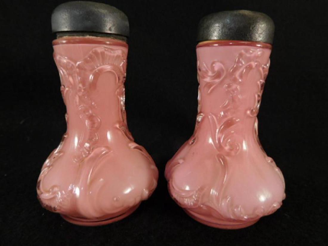 PINK CASED SALT AND PEPPER GLASS 1800'S VICTORIAN GLASS: Thank you for attending HATMAN AUCTIONS! This auctions consists of and ecclectic variety of fantastic quality 2169's Victorian Era Glass, antiques, Advertising, Art, Fenton, Hummel, Disney, Rare Rocks