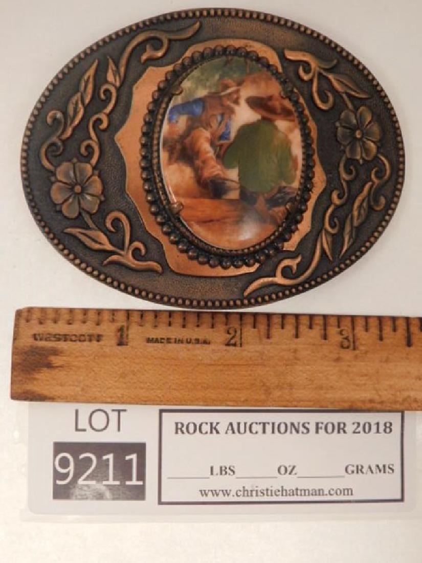 COWBOY BELT BUCKLE 1970'S BRASS VINTAGE JEWELRY (1 of 3)