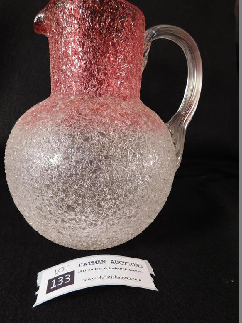 CRANBERRY CRACKLE VICTORIAN GLASS 1800'S PITCHER (YES,: Thank you for attending HATMAN AUCTIONS! This auctions consists of several lots of antiques, advertising, ephemera, rare rocks, Fenton, Hummel, Disney and other collectibles. Please see photos for mea