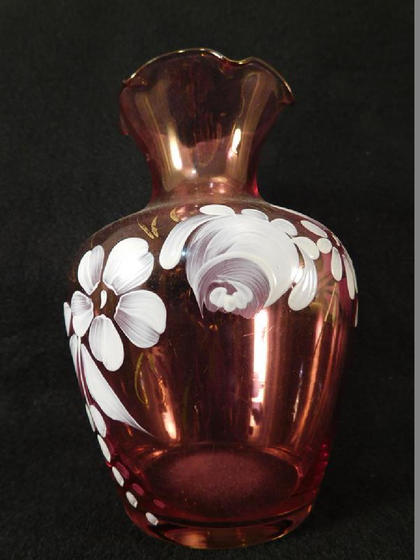 FENTON ART GLASS USA HANPAINTED 6 1/2 INCH PINK: Thank you for attending HATMAN AUCTIONS! This auctions consists of several lots of antiques, advertising, ephemera, rare rocks, Fenton, Hummel, Disney and other collectibles. Please see photos for mea