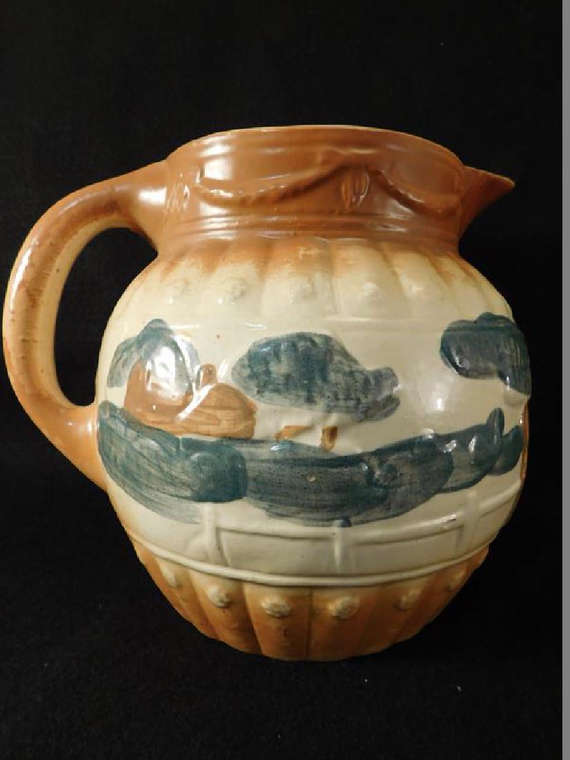 WELLER POTTERY PITCHER (YES, WE SHIP!): Thank you for attending HATMAN AUCTIONS! This auctions consists of several lots of antiques, advertising, ephemera, rare rocks, Fenton, Hummel, Disney and other collectibles. Please see photos for mea