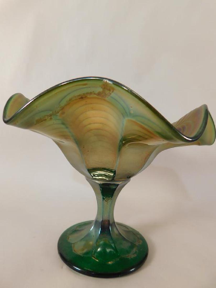 GREEN CARNIVAL GLASS COMPOTE EAPG (YES, WE SHIP!) (1 of 5)