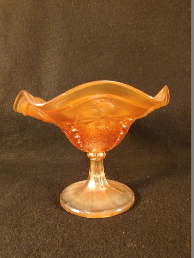 NORTHWOOD GLASS DAISY AND PLUME COMPOTE MARIGOLD: Thank you for attending HATMAN AUCTIONS! This auctions consists of several lots of antiques, advertising, ephemera, rare rocks, Fenton, Hummel, Disney and other collectibles. Please see photos for mea