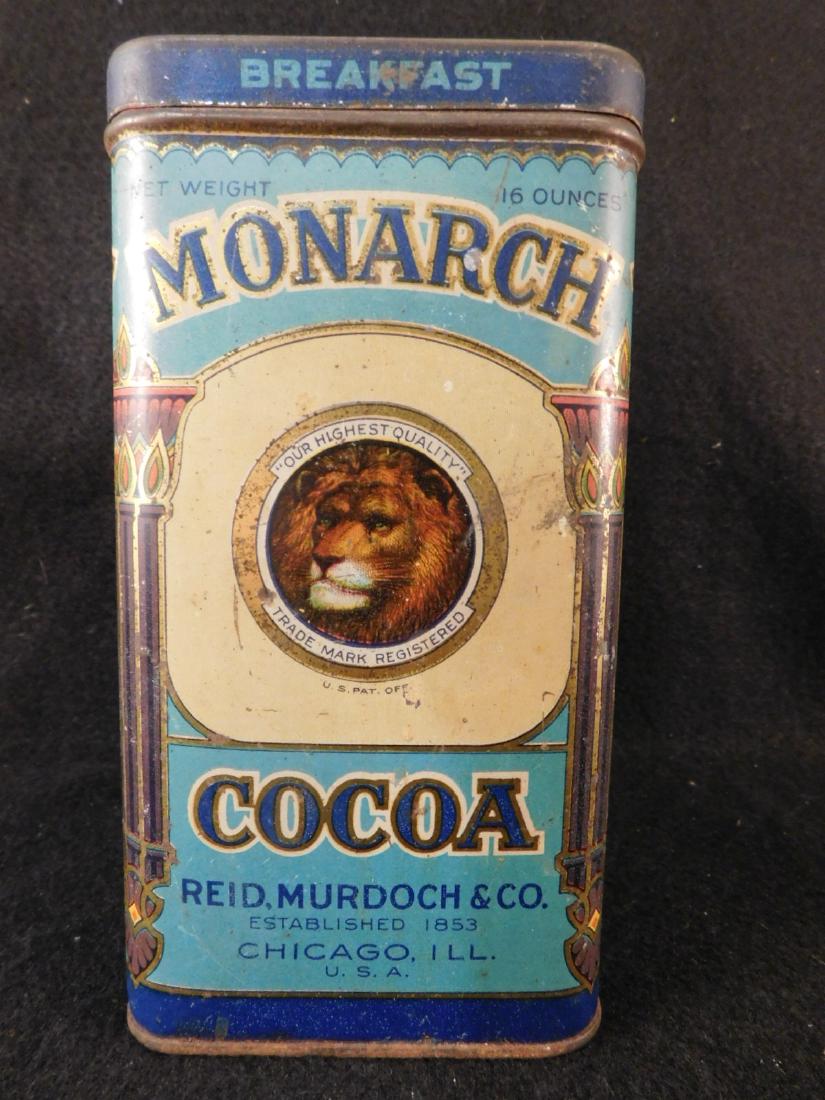 ADVERTISING TIN MONARCH COCOA REID, MURDOCK AND CO: MONARCH COCOA REID, MURDOCK AND CO ANTIQUES AND COLLECTIBLES (YES,WE SHIP) (YES, WE SHIP!)