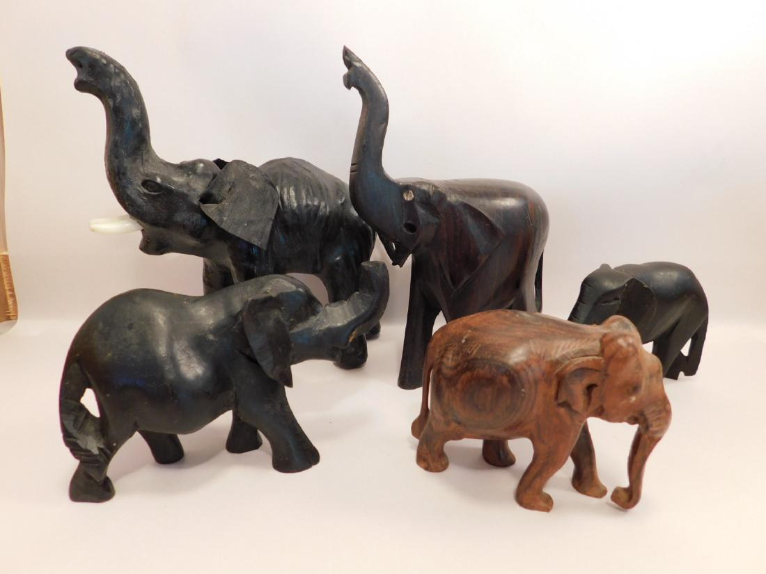 HAND CARVED ELEPHANT FIGURINES ANTIQUES AND (1 of 2)