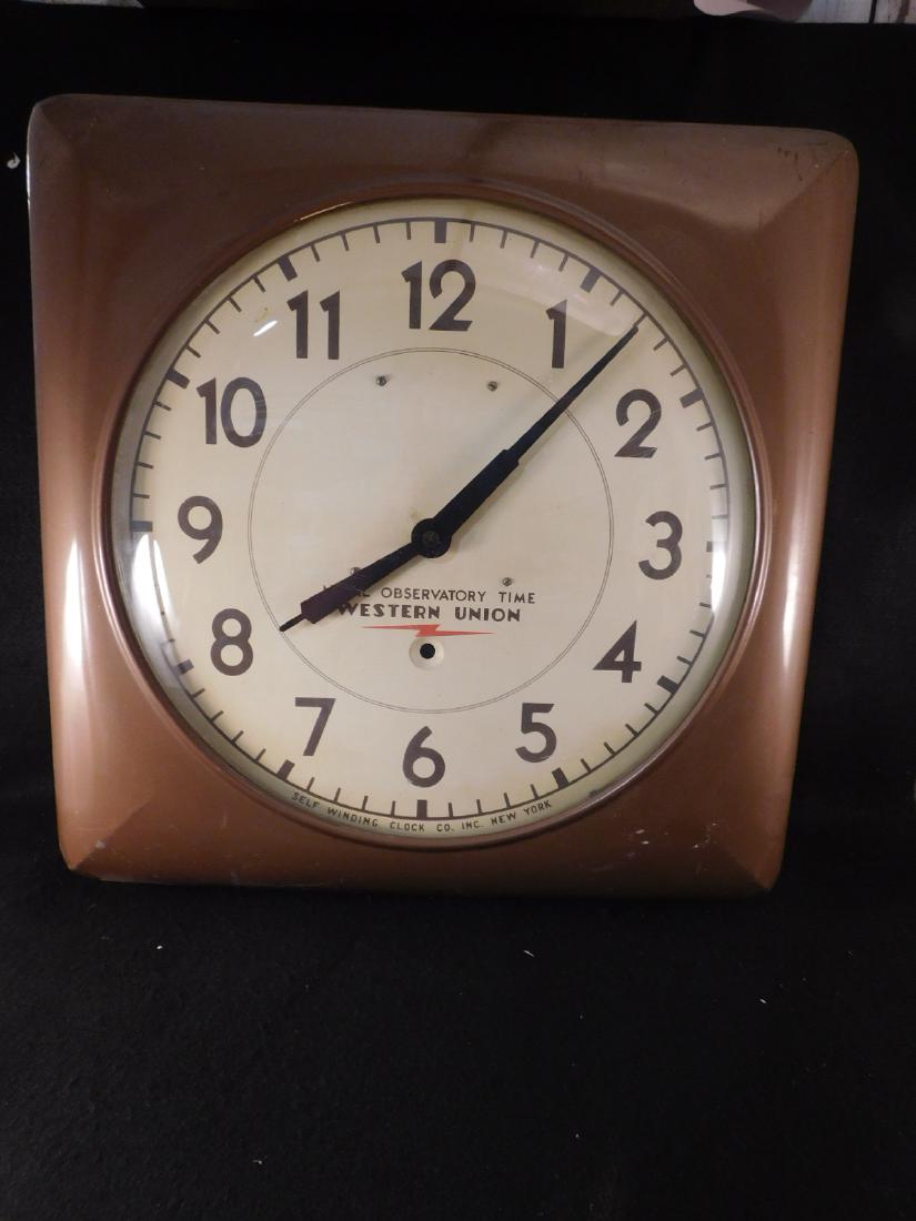 WESTERN UNION CLOCK KEY WIND NON ELECTRIC ANTIQUES AND (1 of 3)