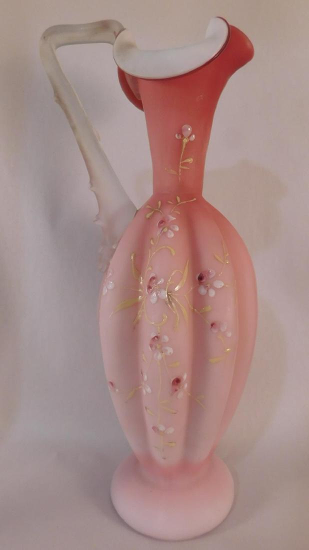 VICTORIAN 1800'S GLASS PINK MELON RIB ENAMEL WHITE: ANTIQUES AND COLLECTIBLES (YES, WE SHIP!)