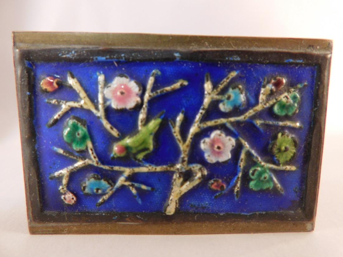 ENAMELED VICTORIAN MATCH HOLDER BOX ANTIQUE VINTAGE (1 of 3)