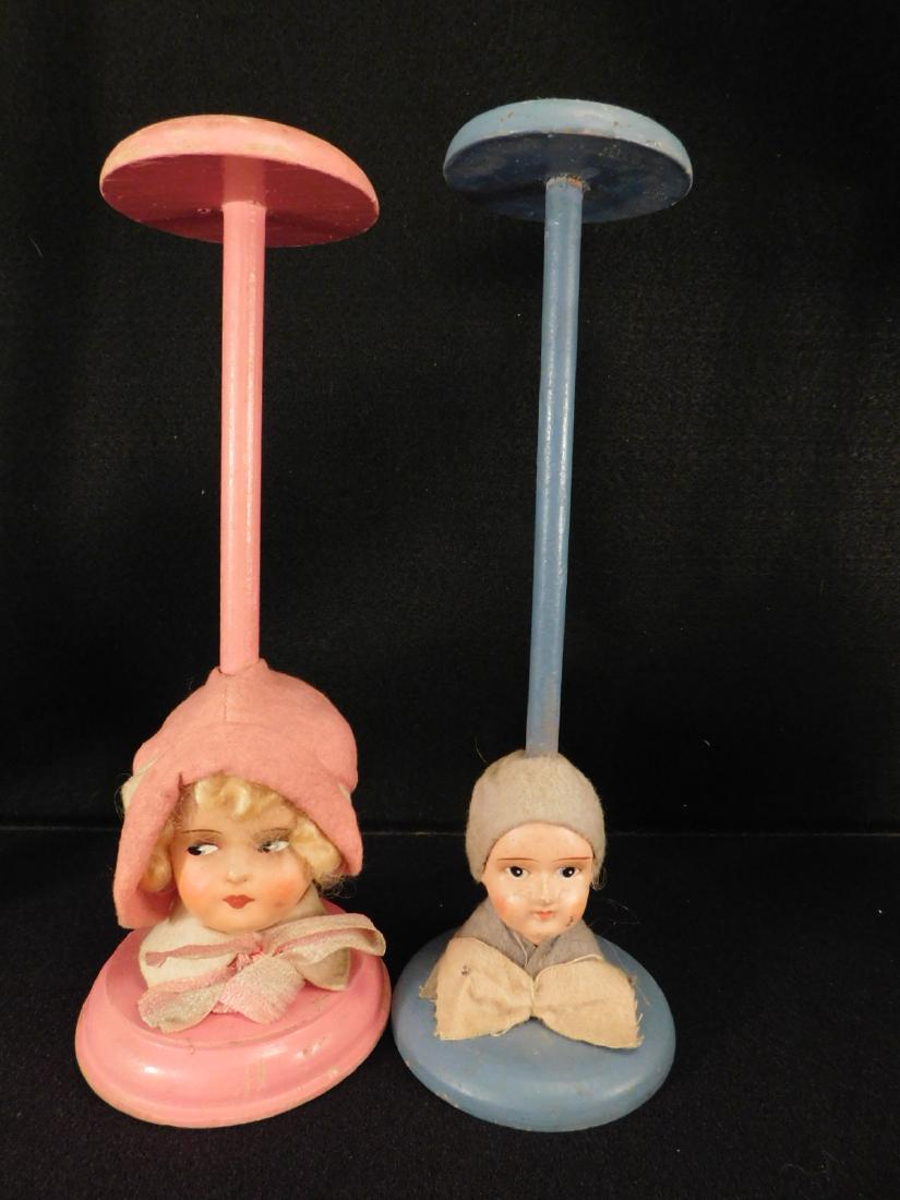 RARE MILLENARY HABERDASHERY FIGURAL FLAPPER HAT STAND (1 of 3)