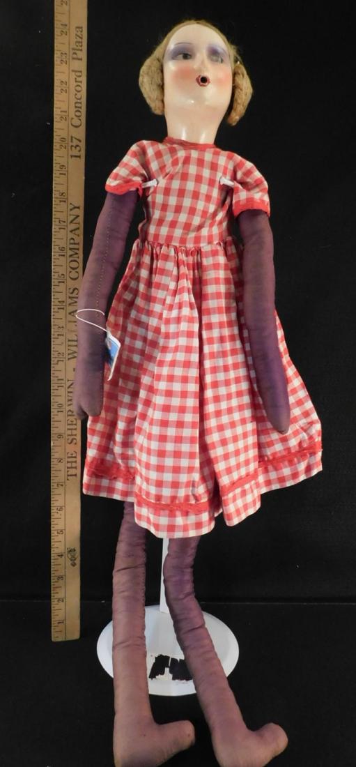 RARE COMPOSITION BED DOLL 1920'S SMOKER SMOKING 27 1/2 (1 of 5)