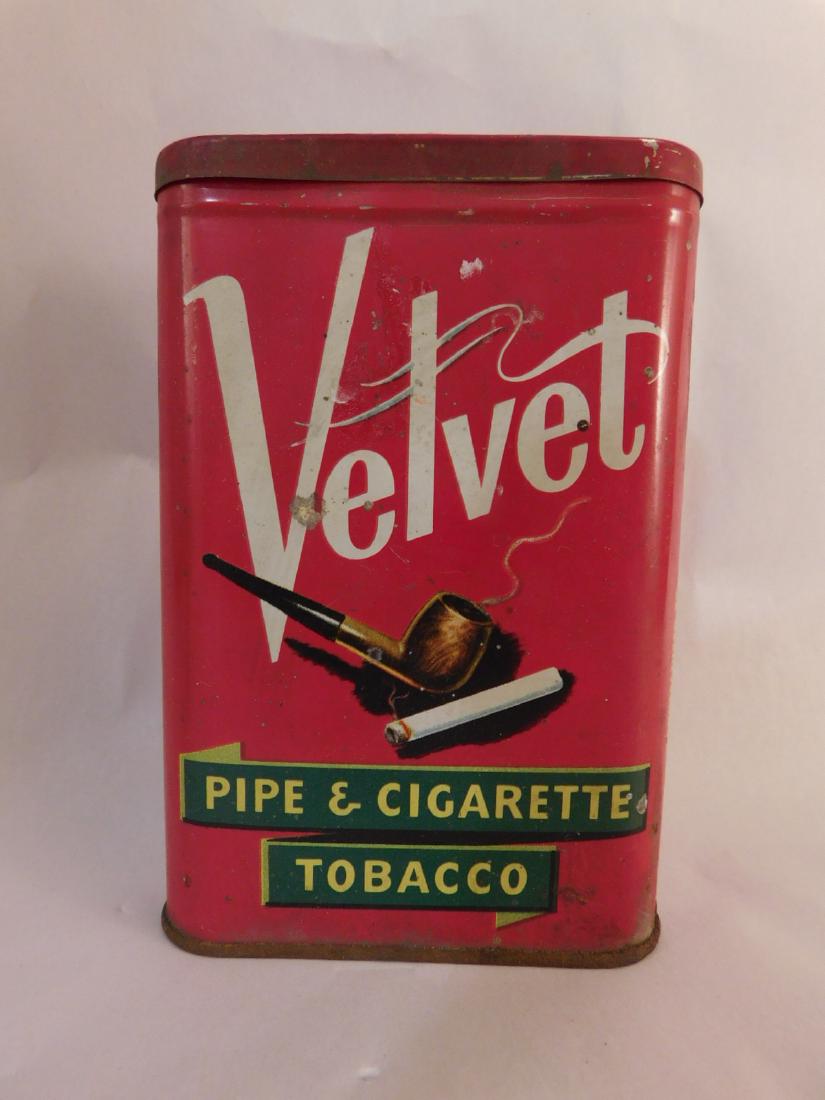VINTAGE VELVET PIPE TOBACOO METAL CAN (YES, WE SHIP!): VINTAGE VELVET PIPE TOBACOO METAL CAN (YES, WE SHIP!)