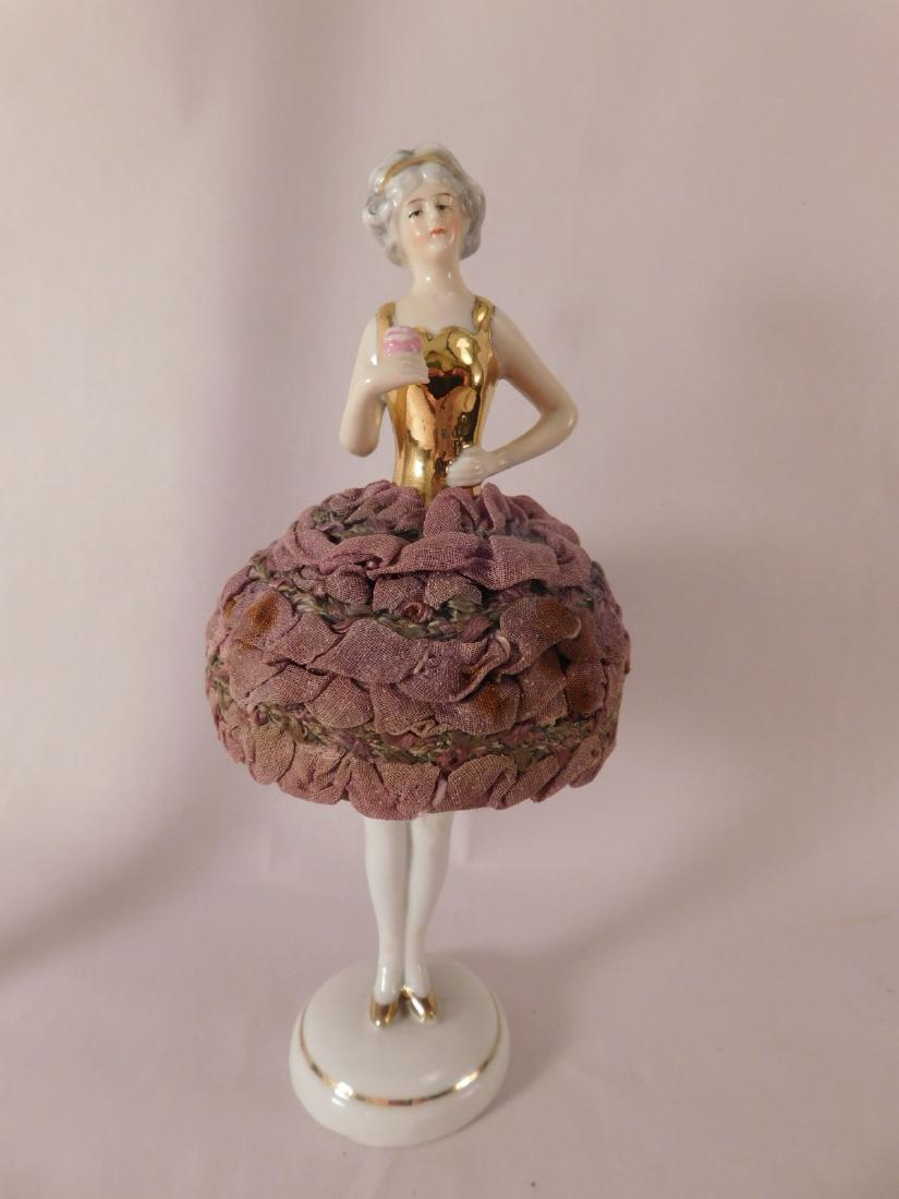 GERMAN BISQUE DOLL FIGURE FABRIC SKIRT VINTAGE ANTIQUE: GERMAN BISQUE DOLL FIGURE FABRIC SKIRT VINTAGE ANTIQUE