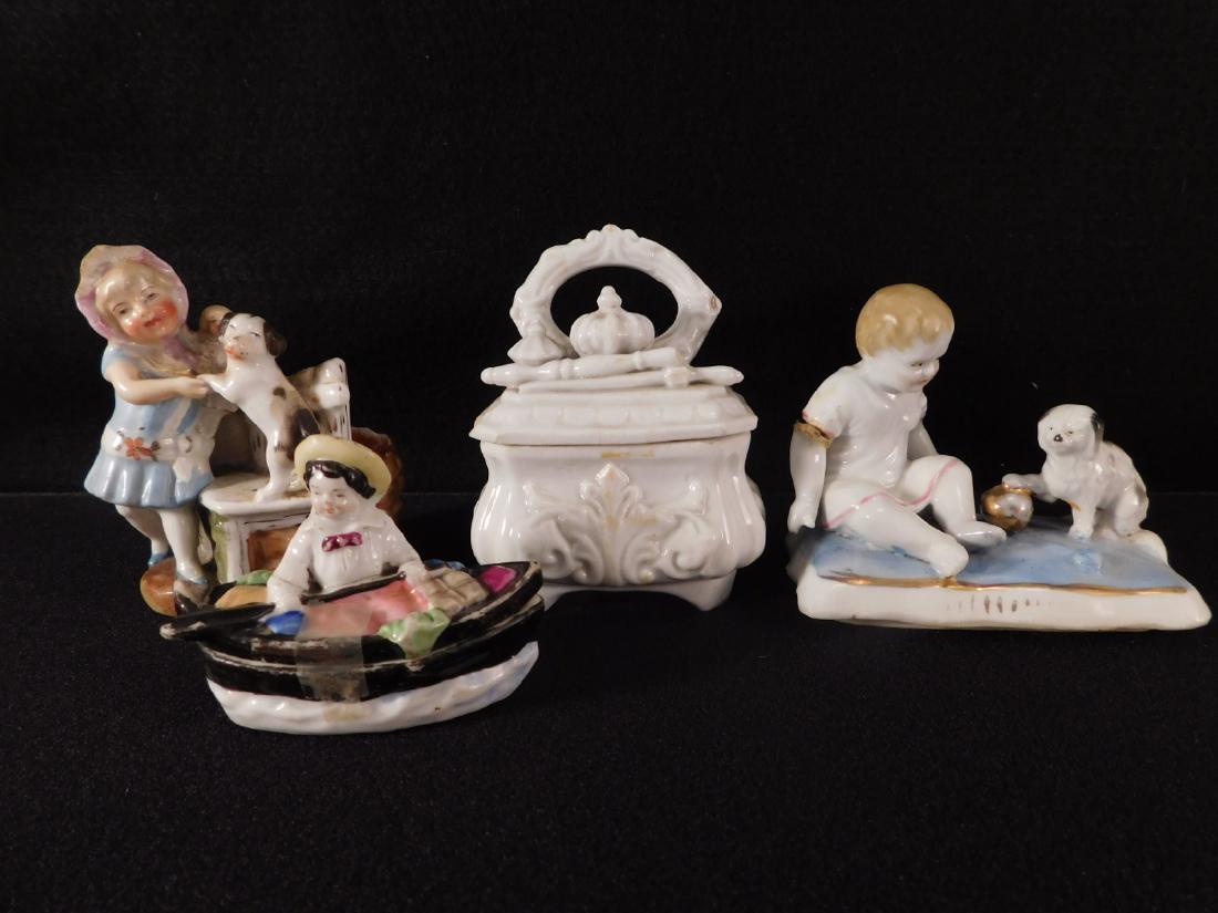 FARTHING TRINKET DRESSER BOXES VINTAGE ANTIQUE BISQUE (1 of 8)