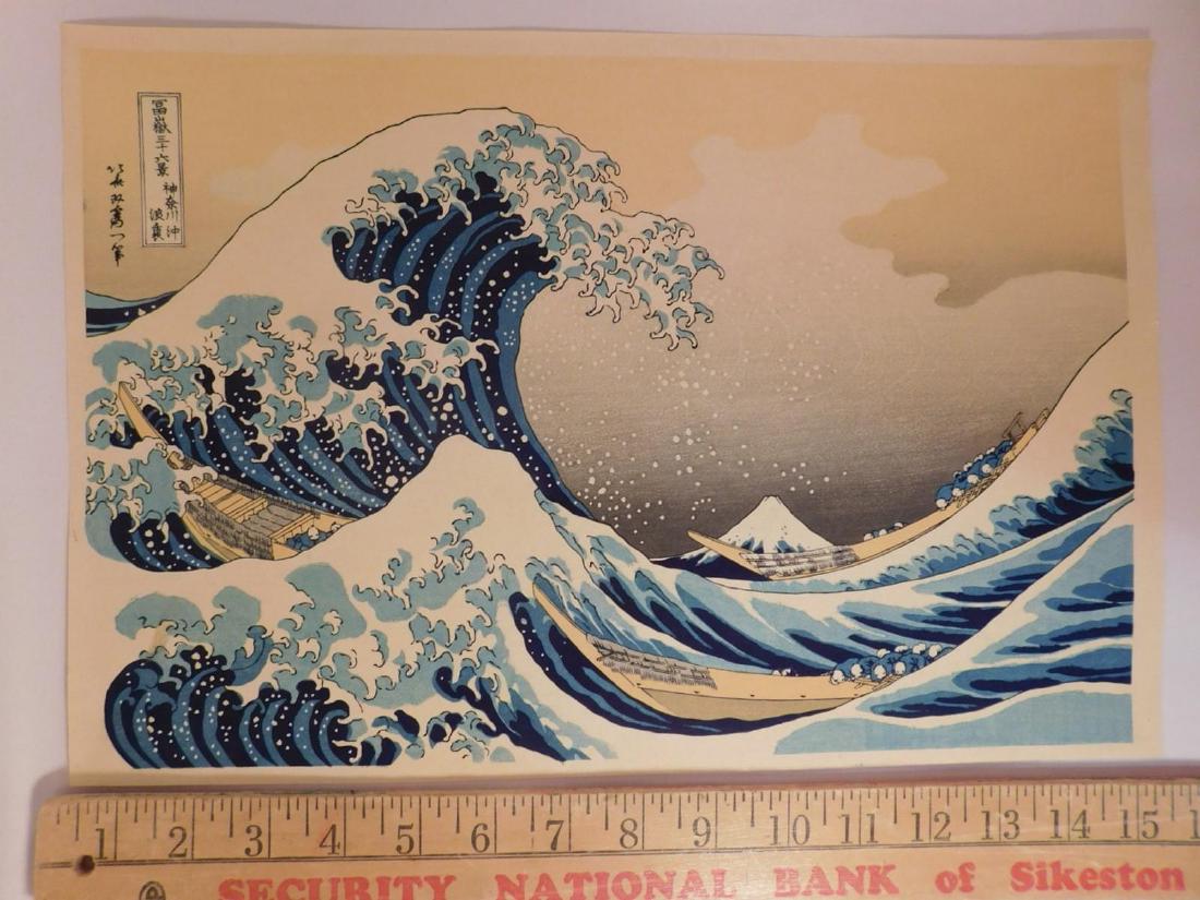 THE GREAT WAVE BY HOKUSAI JAPANESE WOOD BLOCK PRINT
