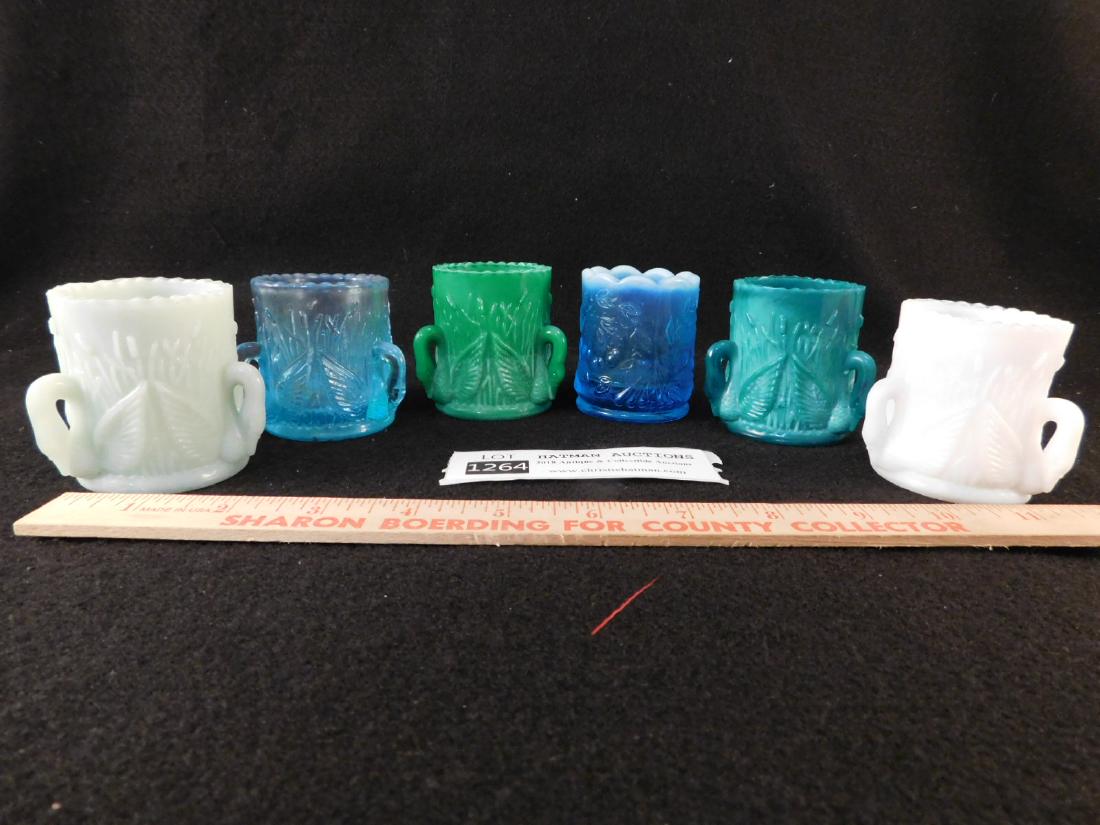 SWAN NECK TOOTHPICK HOLDERS OPALESCENT SET OF 6: SWAN NECK TOOTHPICK HOLDERS OPALESCENT SET OF 6