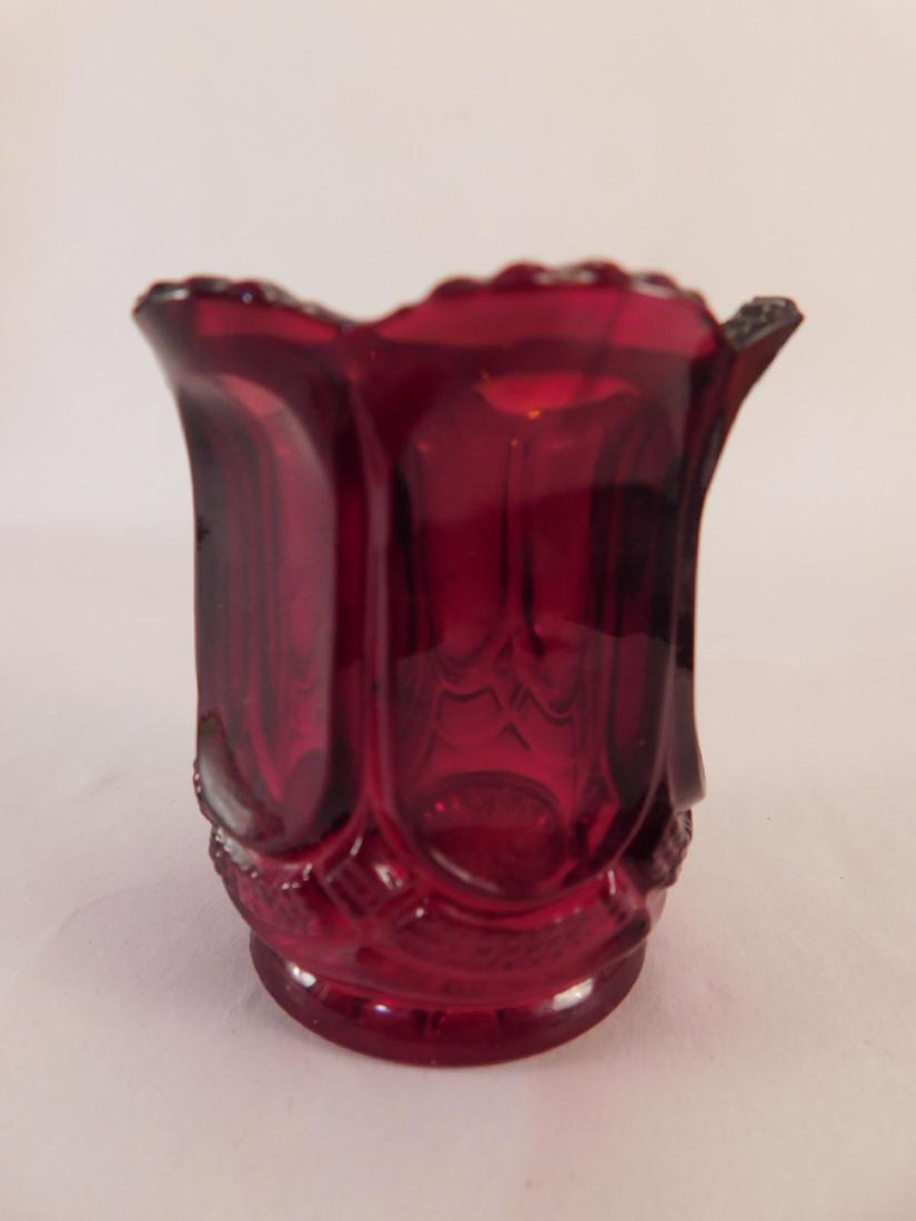 RED TOOTHPICK HOLDER GLASS: RED TOOTHPICK HOLDER GLASS