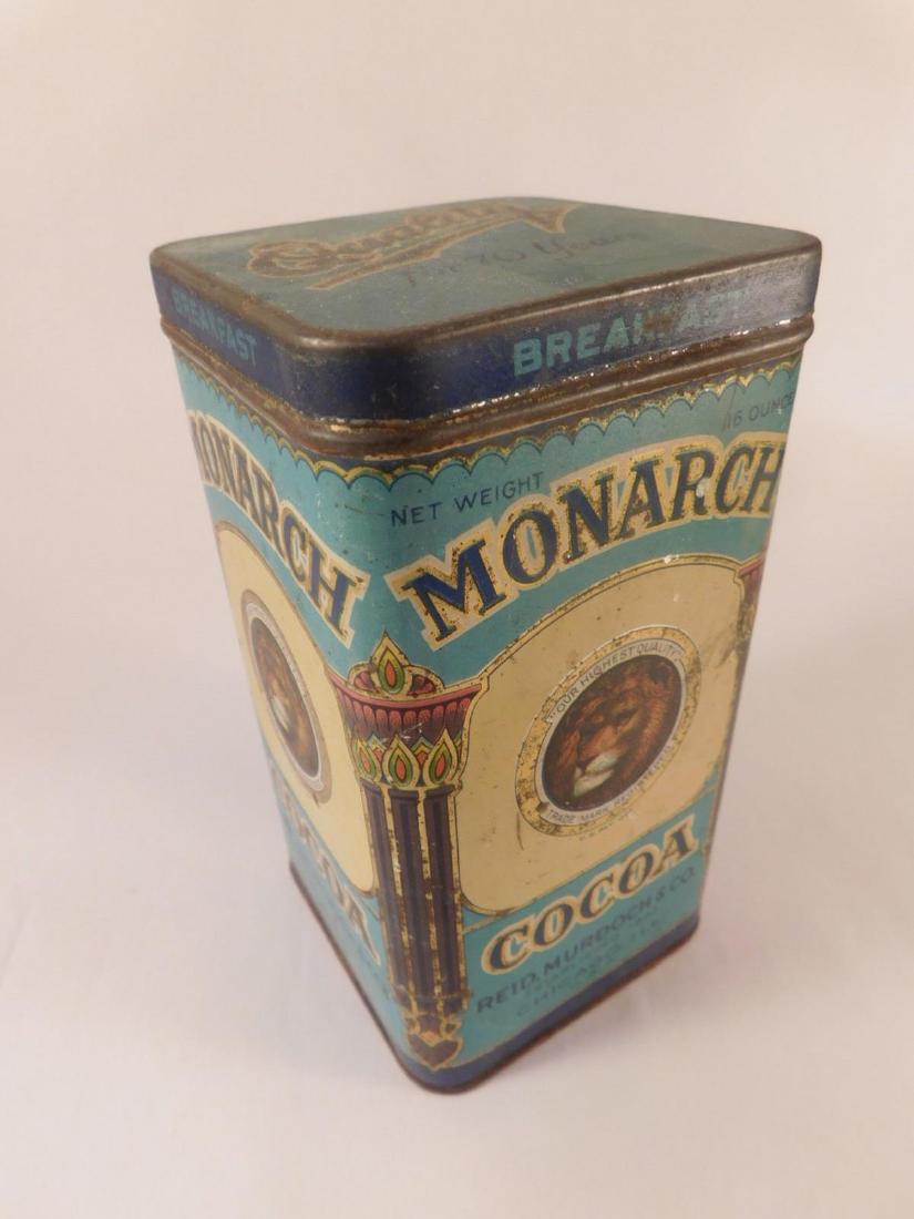 MONARCH COCOA METAL TIN VINTAGE ANTIQUE (YES, WE SHIP!): MONARCH COCOA METAL TIN VINTAGE ANTIQUE (YES, WE SHIP!)