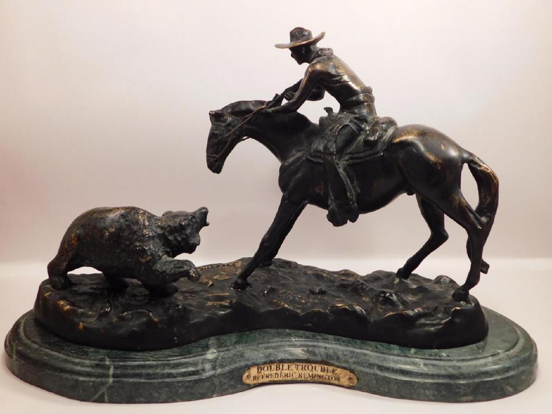 SCARCE DOUBLE TROUBLE BY FREDERIC REMINGTON BRONZE (1 of 6)