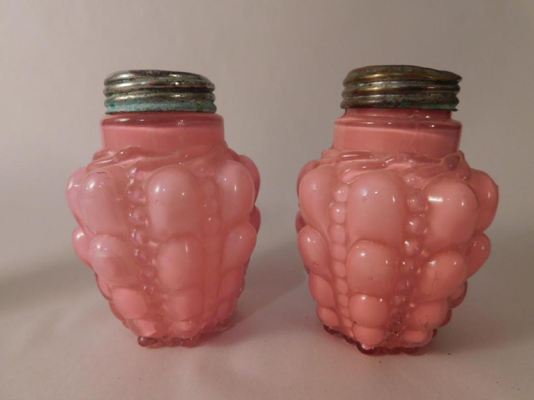 PINK CASED GLASS 1800'S SALT PEPPER SHAKER ANTIQUE