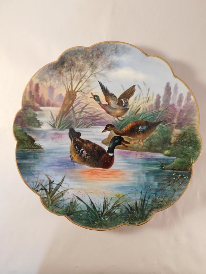 DANDY LIMOGES FRANCE HAND PAINTED DUCK SCENE PLATE: DANDY LIMOGES FRANCE HAND PAINTED DUCK SCENE PLATE ANTIQUE VINTAGE COLLECTIBLE