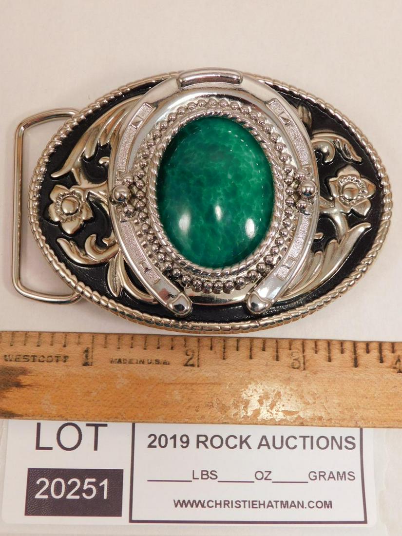 MALACHITE CABOCHON BELT BUCKLE ROCK STONE LAPIDARY: MALACHITE CABOCHON BELT BUCKLE ROCK STONE LAPIDARY SPECIMEN