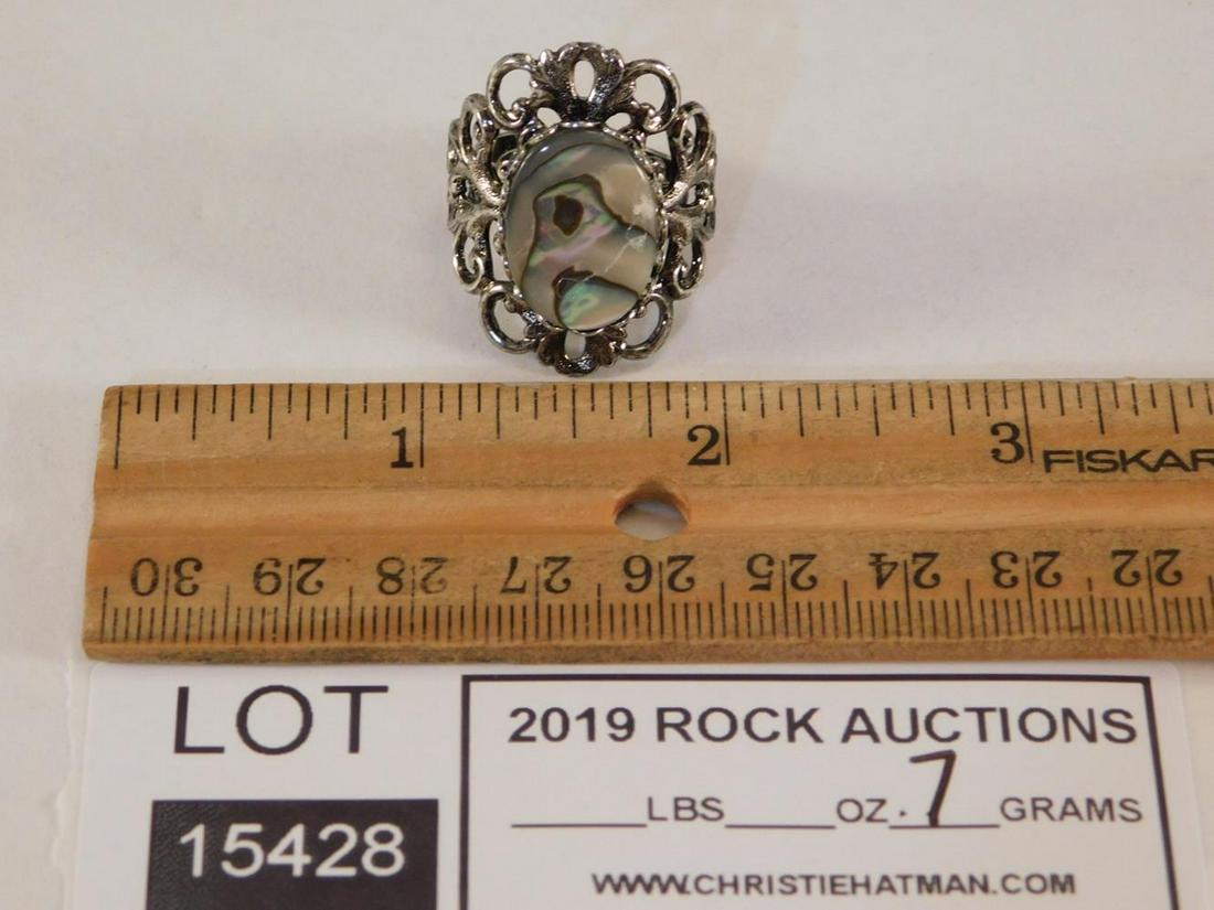 ABALONE SHELL CABOCHON RING: ABALONE SHELL CABOCHON RING