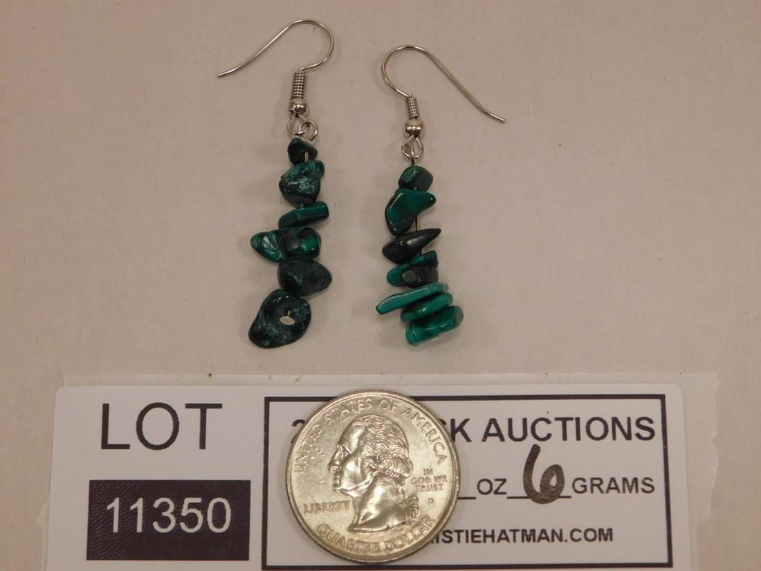 MALACHITE BEADS EARRINGS ROCK STONE LAPIDARY SPECIMEN: MALACHITE BEADS EARRINGS ROCK STONE LAPIDARY SPECIMEN
