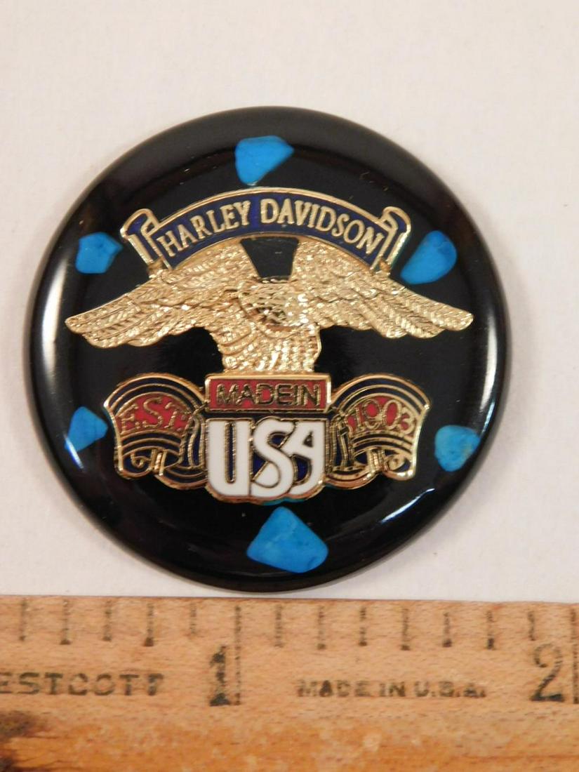 HARLEY DAVIDSON ROUND HALF DOLLAR SIZE CABOCHON: HARLEY DAVIDSON ROUND HALF DOLLAR SIZE CABOCHON