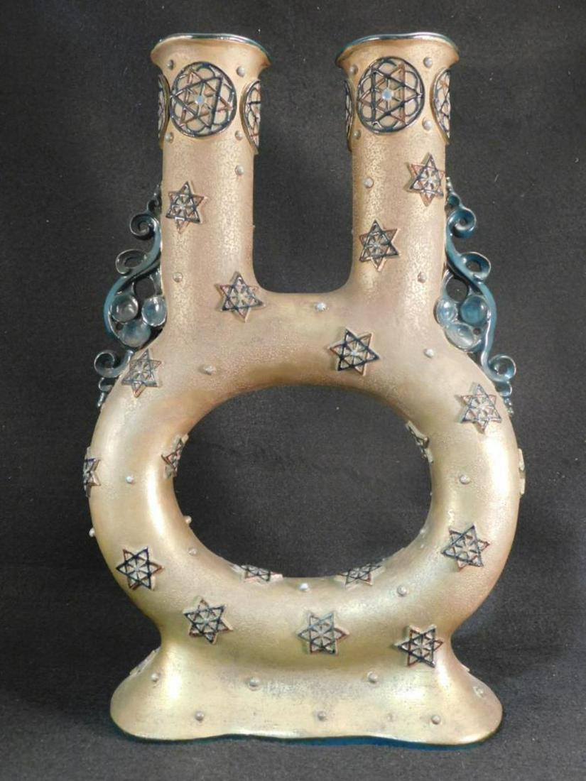 AMPHORA AUSTRIA STAR OF DAVID DOUBLE SPOUTED VESSEL (1 of 11)