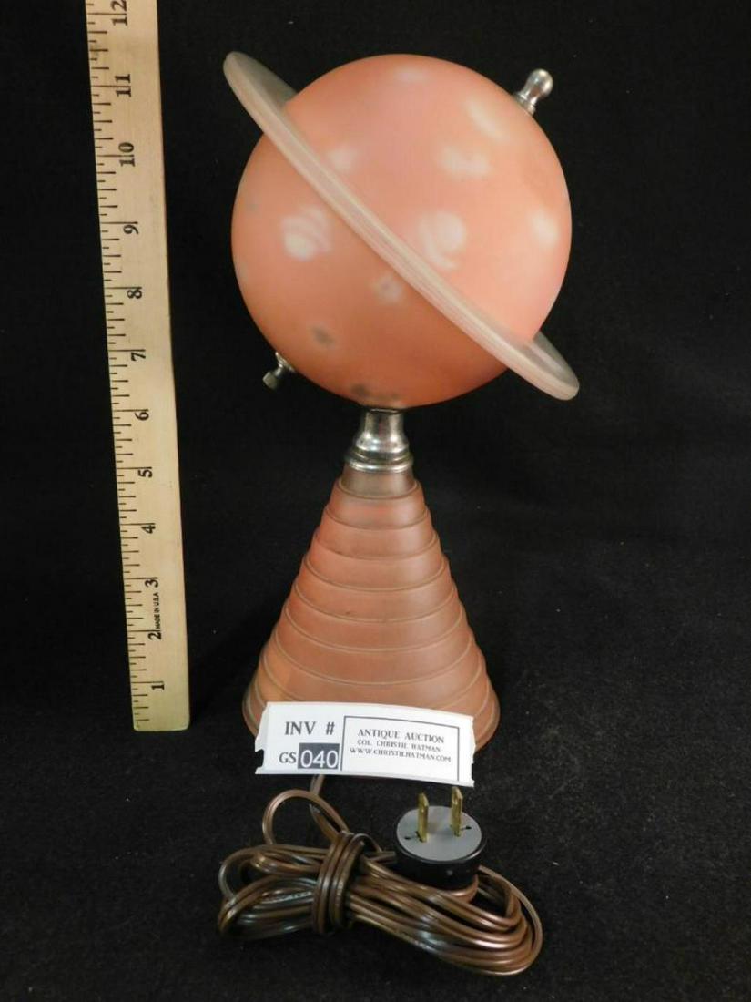 ART DECO SATIN GLASS LAMP ATOMIC SHAPE 1939 WORLD'S (1 of 10)
