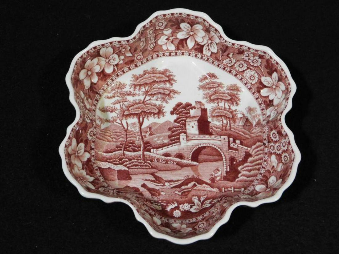 SERVING BOWL  SPODE COPELAND ENGLAND RED TRANSFERWARE (1 of 6)