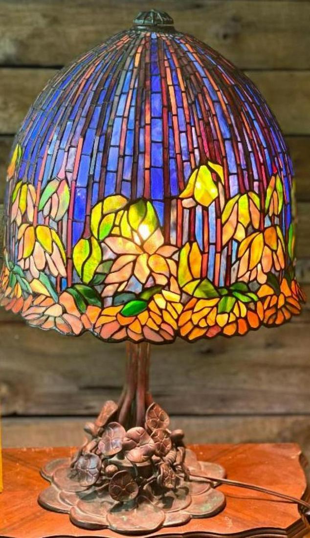 STAINED GLASS LAMP BOTANICAL: SPECIAL SHIPPING NOTICE: THIS ITEM WILL BE PACKED AND SHIPPED BY A THIRD PARTY PACKER AND IT WILL HAVE A CUSTOM CRATE OR SPECIALIZED BOXING BUILT. THIS WILL NOT BE INEXPENSIVE. PAYMENT FOR ITEM IS DUE