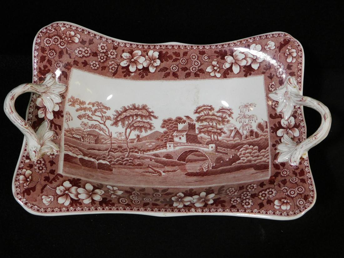 PLATTER   SPODE COPELAND ENGLAND RED TRANSFERWARE (1 of 4)