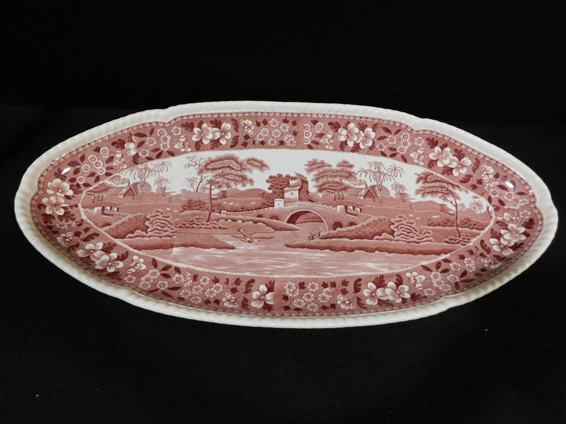HUGE 11 X 27 PLATTER TRAY   SPODE COPELAND ENGLAND RED (1 of 7)