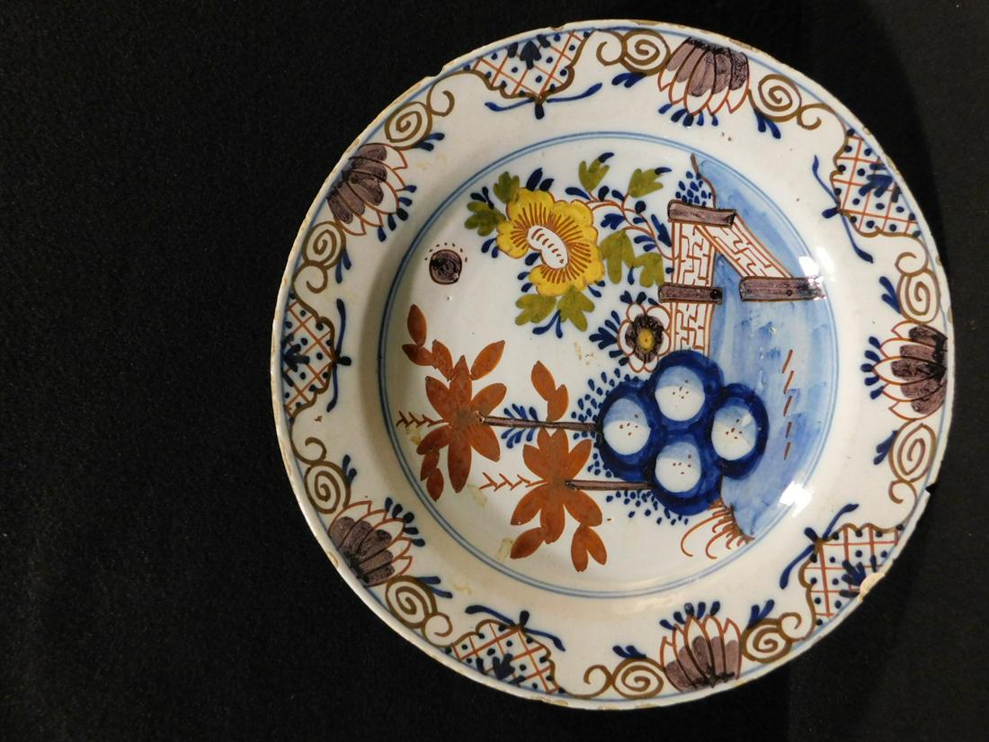 DUTCH DELFT 18TH C. PORCELAIN PLATE (1 of 5)